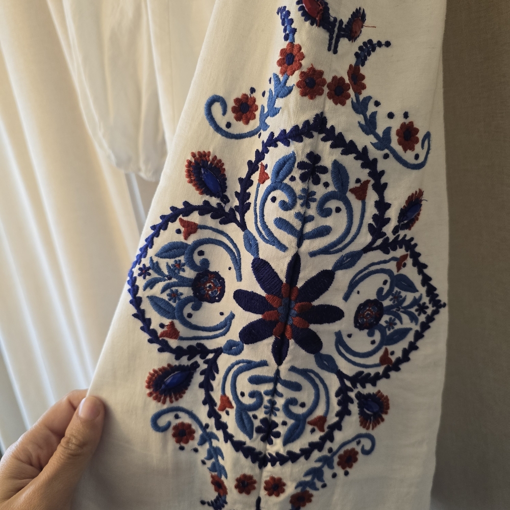 Farm Rio White Embroidered Women's Top Size L - Picture 3 of 6